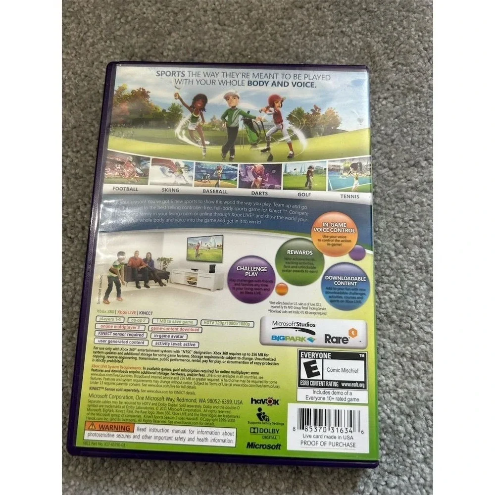 Kinect Sports Season Two Xbox 360 Game Microsoft Multiplayer 2011‎